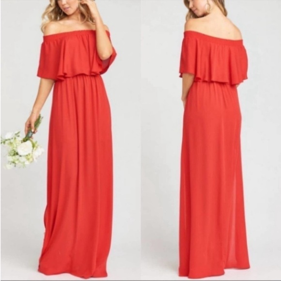Show Me Your Mumu Hacienda Red Off The Shoulder Maxi dress - Picture 1 of 10